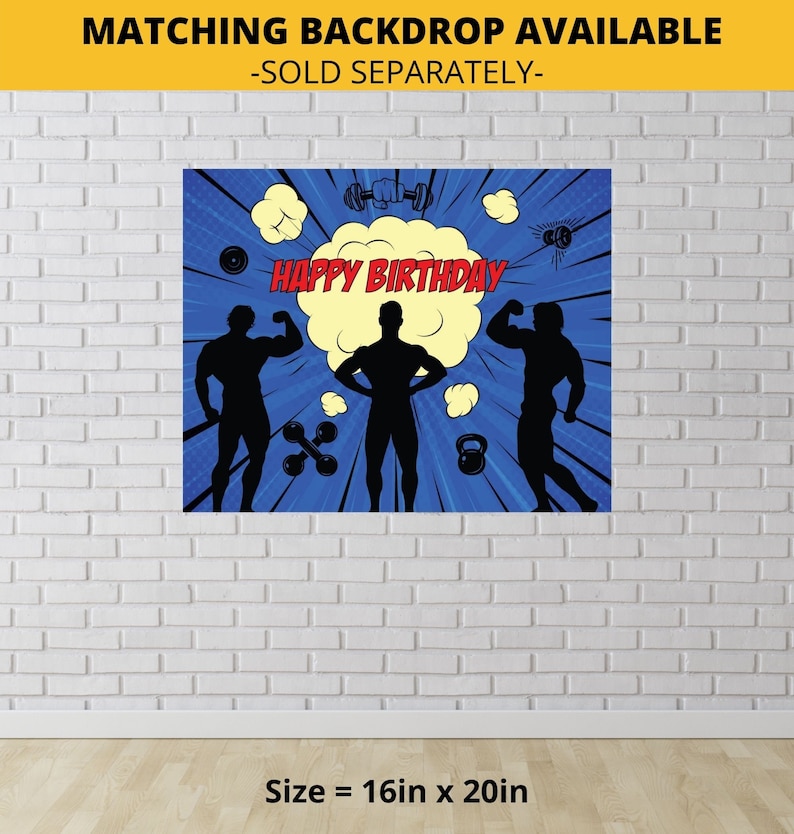 Bodybuilding Bodybuilder Happy Birthday Banner Printable Digital