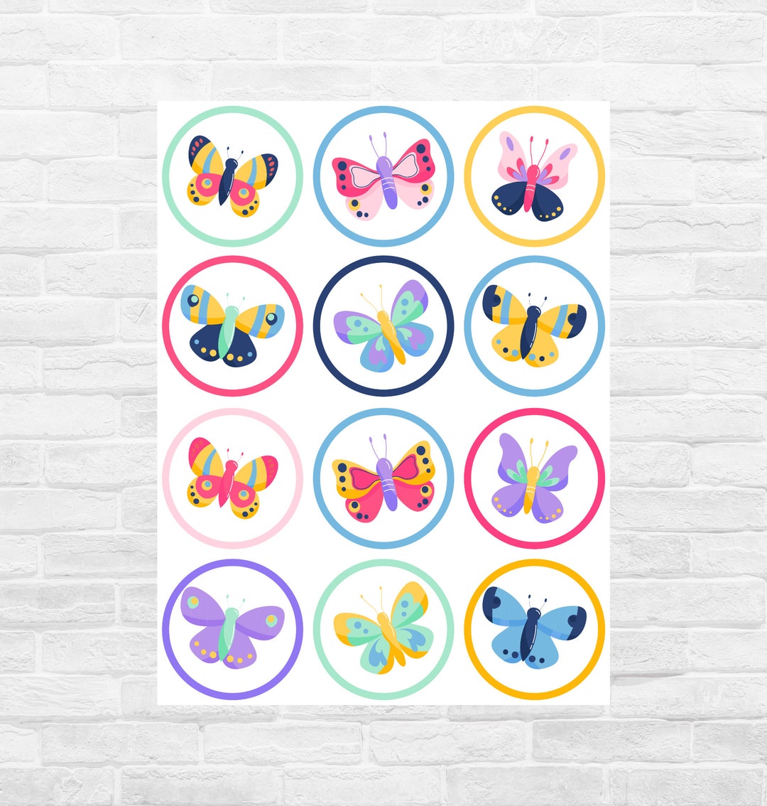 Butterfly Cupcake Toppers Printable Digital Instant Download Butterfly