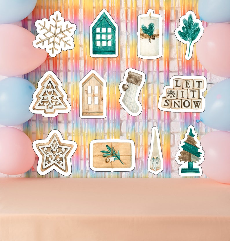 Christmas Scandinavian Christmas Party Printable Cake Topper Table Decor Centerpiece or Photo / Scandinavian Christmas Decorations Cutouts image 5