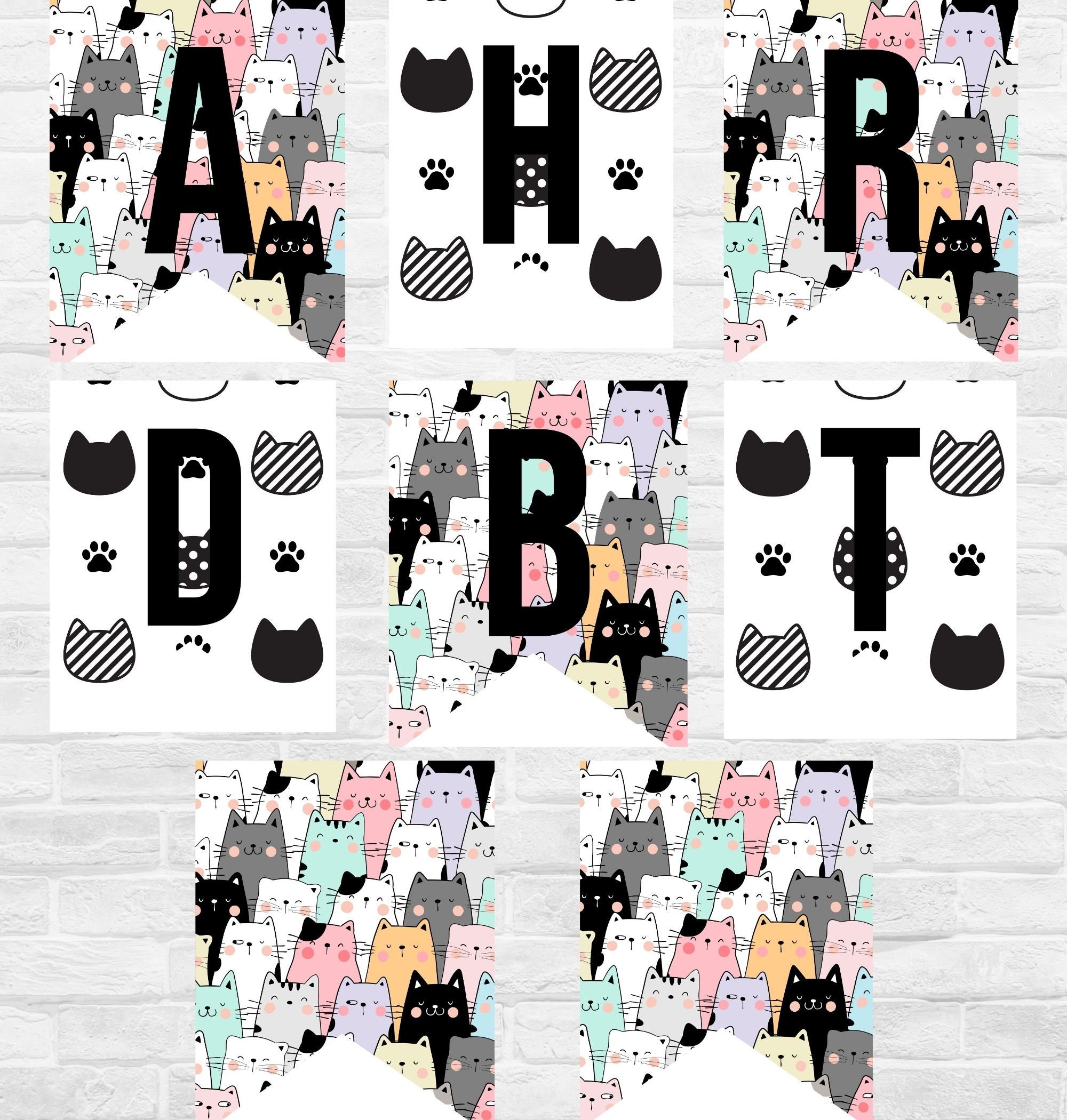 Cat Pet Puuurfect Happy Birthday Banner Flags Printable - Etsy