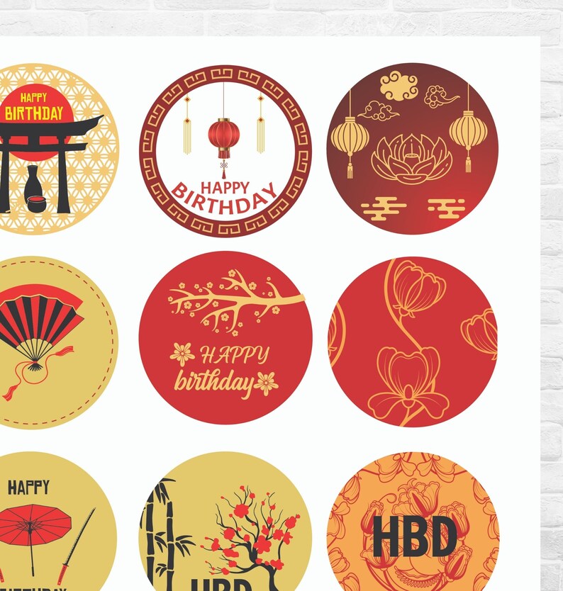 Asian Chinese Japanese Cupcake Toppers Printable Digital - Etsy
