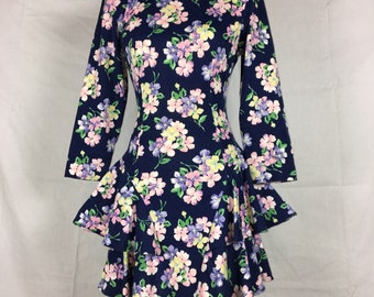 ON SALE! 1980's vintage floral peplum dress
