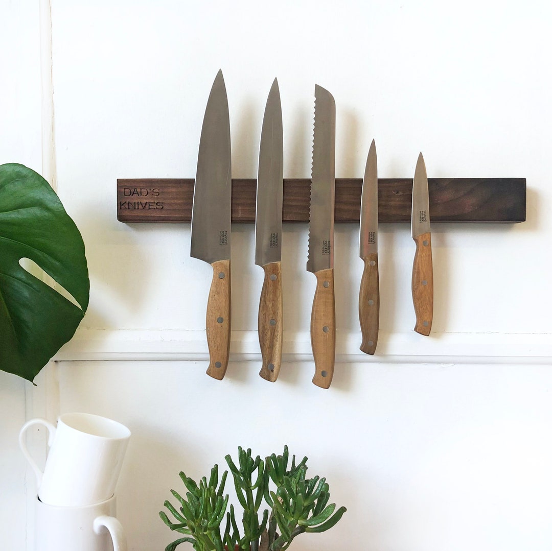 Walnut Knife Rack Wooden Knife Rack Engraved Knife Rack Etsy