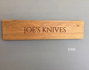 Magnetic knife rack | personalised | engraved | fifth anniversary gift | knife block | knife storage.