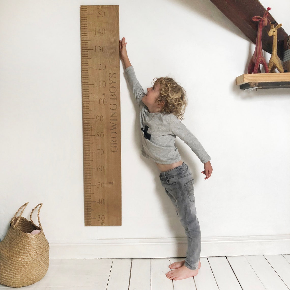 Solid oak growth chart personalised height chart Etsy