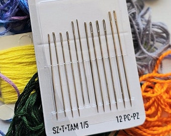 Hand embroidery needles number 1 - 5, Dritz needle variety pack, crewel needles, large eye hand embroidery needle
