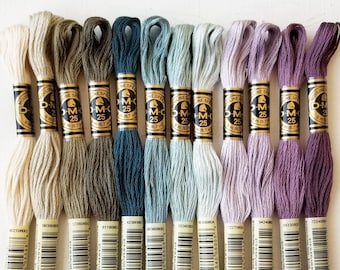 Hand embroidery floss bundle, needlework beginner supplies set, DMC 6 stranded cotton, cross stitch thread assortment, gift for stitchers