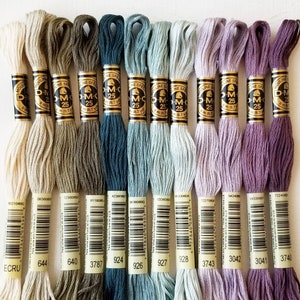 Hand embroidery floss bundle, needlework beginner supplies set, DMC 6 stranded cotton, cross stitch thread assortment, gift for stitchers image 1