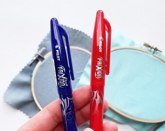 Pilot Frixion pens variety pack, heat erasable fabric pen, hand embroidery pattern transfer method