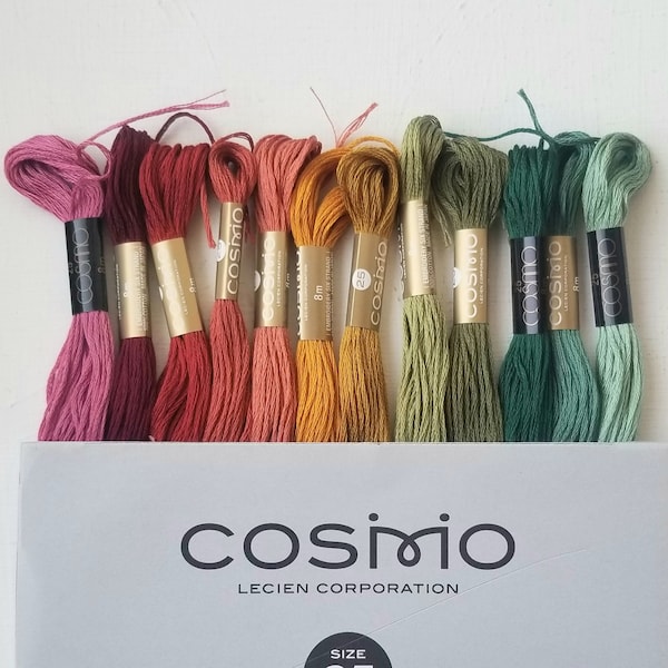 Lecien Cosmo floss bundle, Cross stitch floss, six-stranded hand embroidery thread, needlework supplies, multipack embroidery skeins