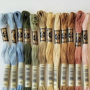 Hand embroidery floss bundle, DMC six-stranded floss skeins, embroidery threads beginner set, cross stitch supplies, bundle of the month