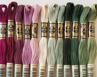 Hand embroidery floss bundle, DMC six-stranded floss skeins, embroidery threads beginner set, cross stitch supplies, bundle of the month