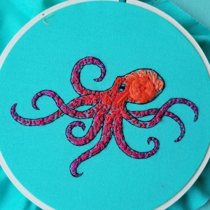 Beginner Embroidery Kit for Adults, Octopus, Science, Nautical, Marine,  Modern Embroidery Kit 