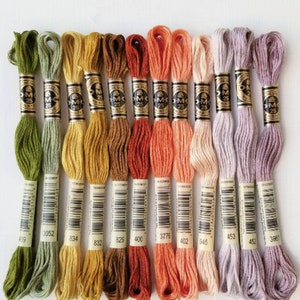 Bundle of the month, Hand embroidery floss bundle, DMC six-stranded floss skeins, embroidery threads beginner set, cross stitch supplies