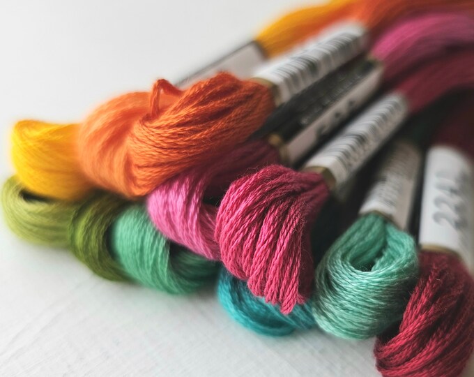 Cosmo Stranded Thread 718 Bright Florals Cosmo Hand Embroidery Thread Bundle, Lecien Cosmo Six ...