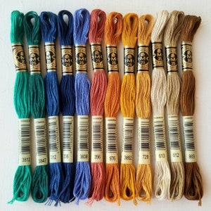 Hand embroidery floss bundle, DMC six-stranded floss skeins, embroidery threads beginner set, cross stitch supplies, bundle of the month