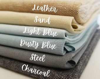 Neutral colors linen bundle, fat quarter pack of linen blend fabric for needlework, hand embroidery cotton fabric, fabric starter kit