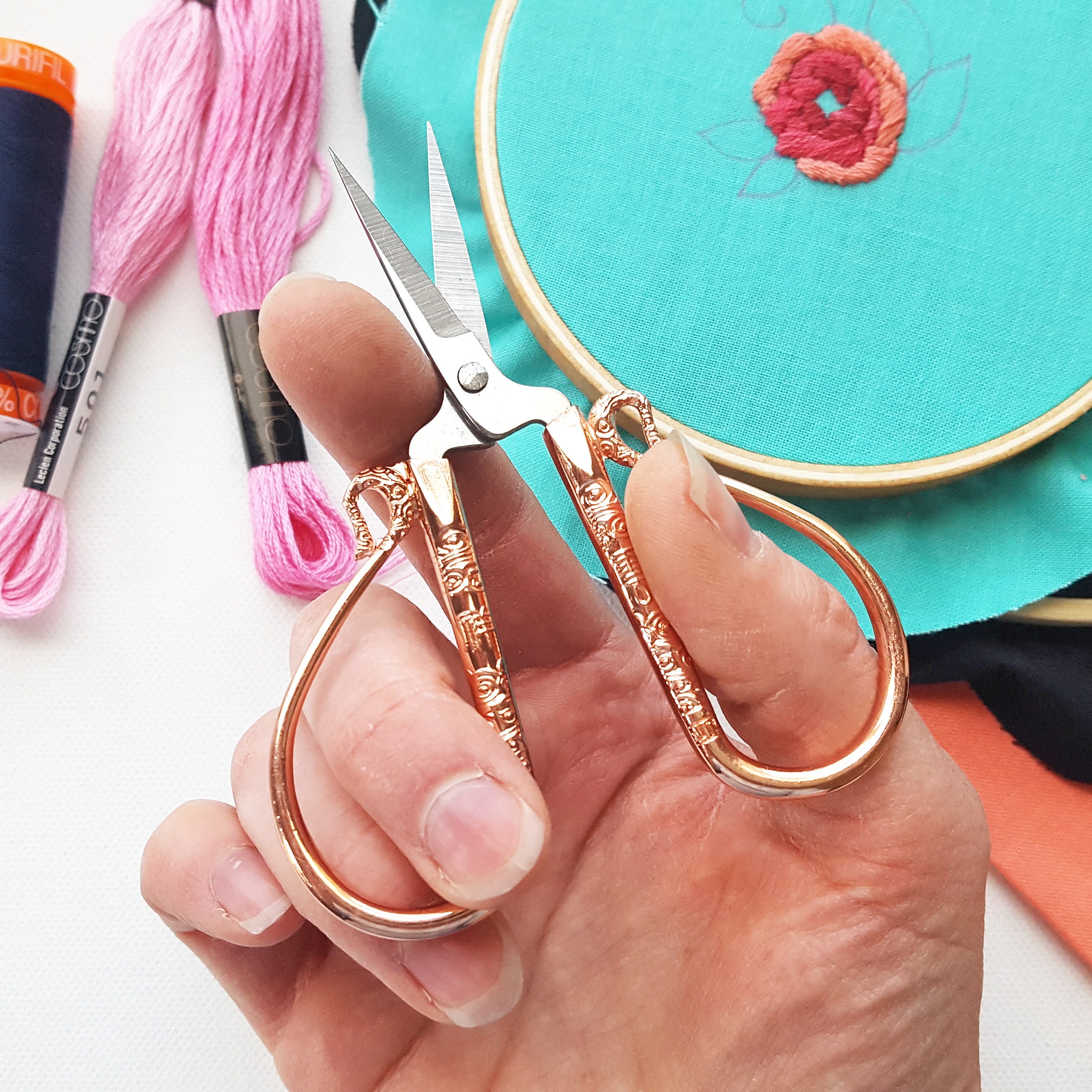 Rose Gold Embroidery Scissors gift set with travel pendant Etsy