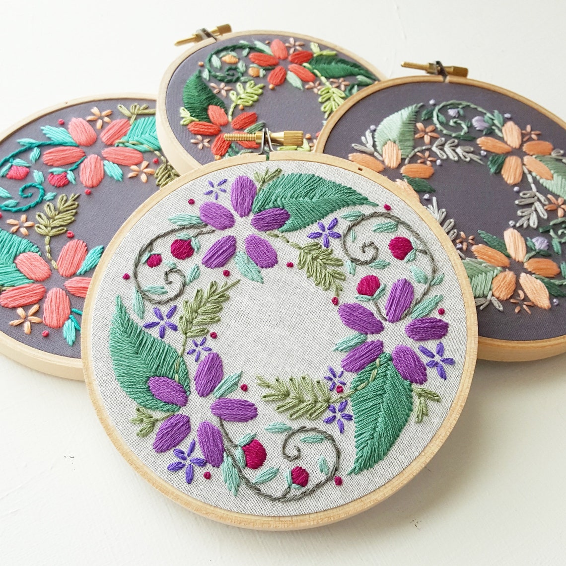 Beginner Hand Embroidery Pattern Pdf Easy Floral Cross Stitch Etsy