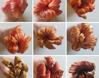 DMC color variations cotton embroidery floss: 4110 through 4135. Single skein of cross stitch floss. Variegated six stranded thread.