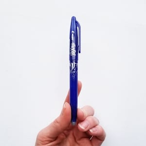 Blue Frixion pen for Embroidery Pattern Transfer, heat erasable transfer method, hand embroidery supplies