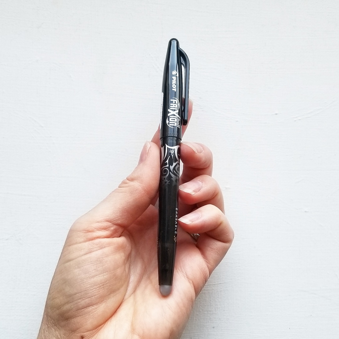 Black Frixion Fabric Pen for Embroidery Pattern Transfer, Heat Erasable