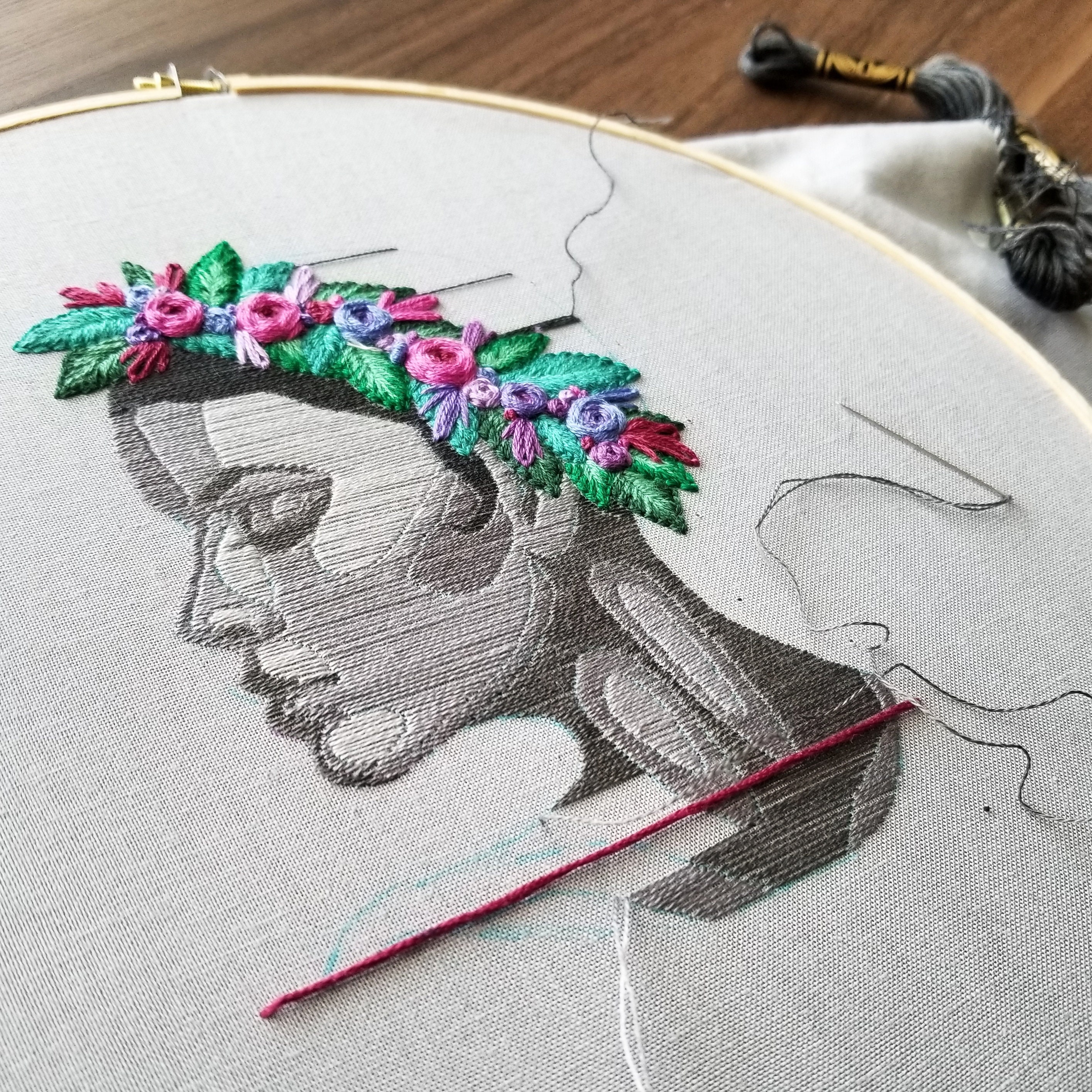 Modern Portrait Embroidery Design Hand Embroidery Flower - Etsy