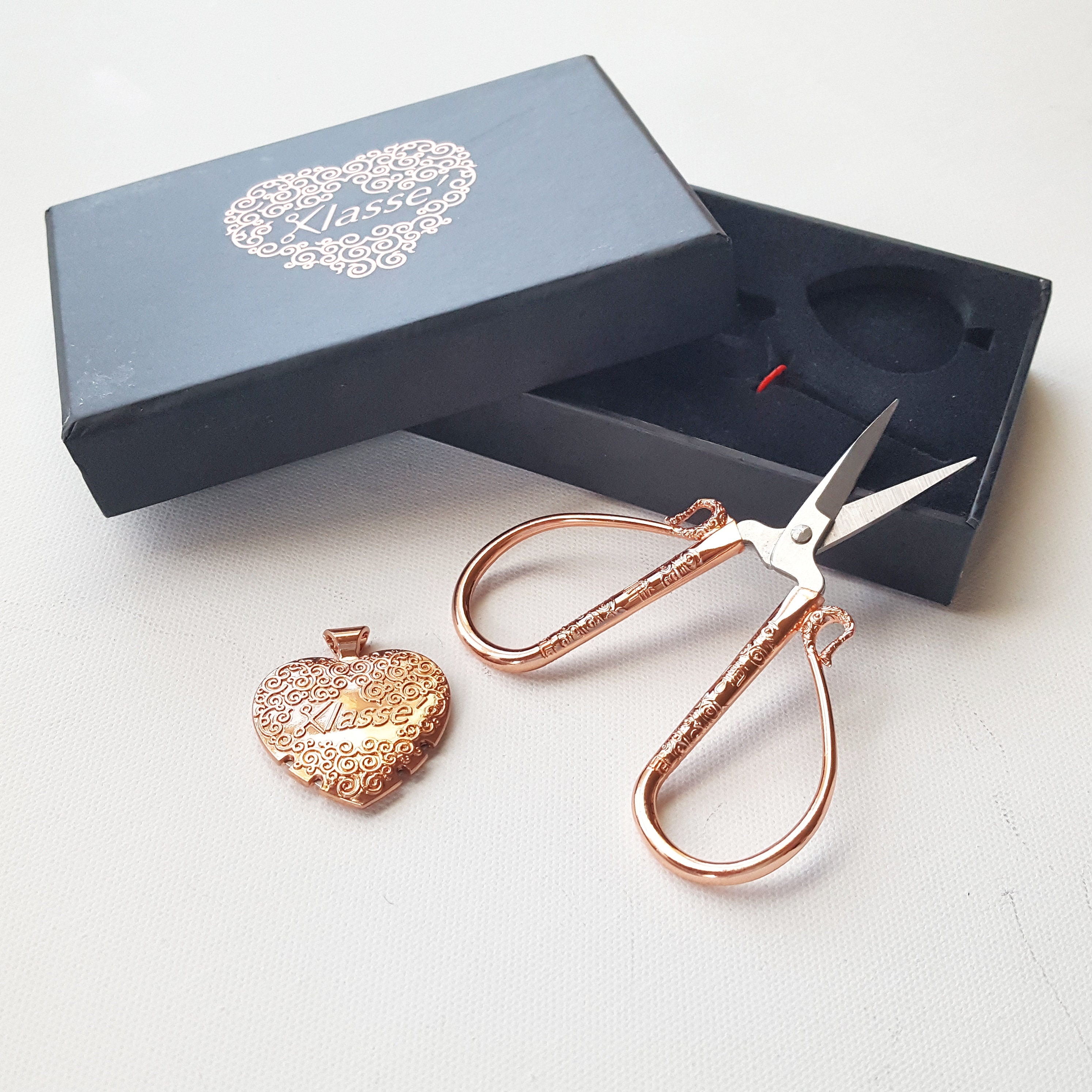 Rose Gold Embroidery Scissors gift set with travel pendant Etsy