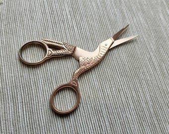 Small Copper Stork Embroidery Scissors for needlework