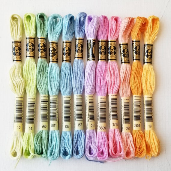 Spring Colors Hand Embroidery Floss Kit, DMC Six-stranded Cotton Thread  Bundle, Needlepoint Skeins Beginner Set, Cross Stitch Supplies 