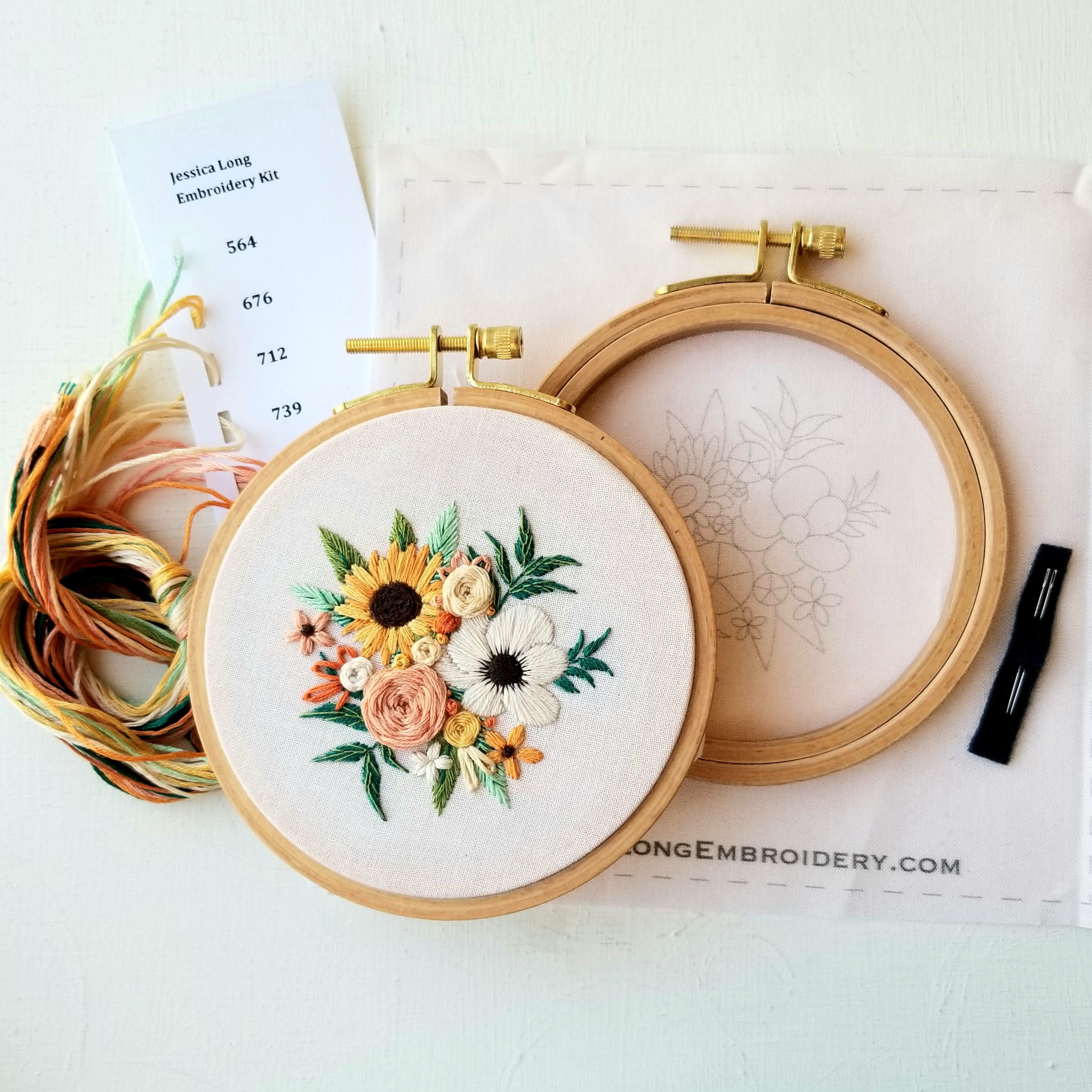 Just Peachy Embroidery Kit Floral Embroidery Kit Flower 
