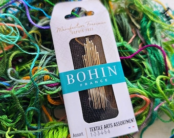 Textile arts needle assortment, Hand Embroidery Needles variety pack, needlework needles: sharps, applique, betweens, tapestry needles