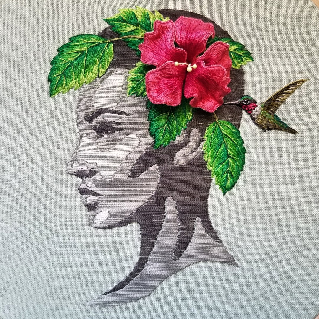 Stumpwork Embroidery Red Hibiscus Flower Tutorial, 3D Embroidery