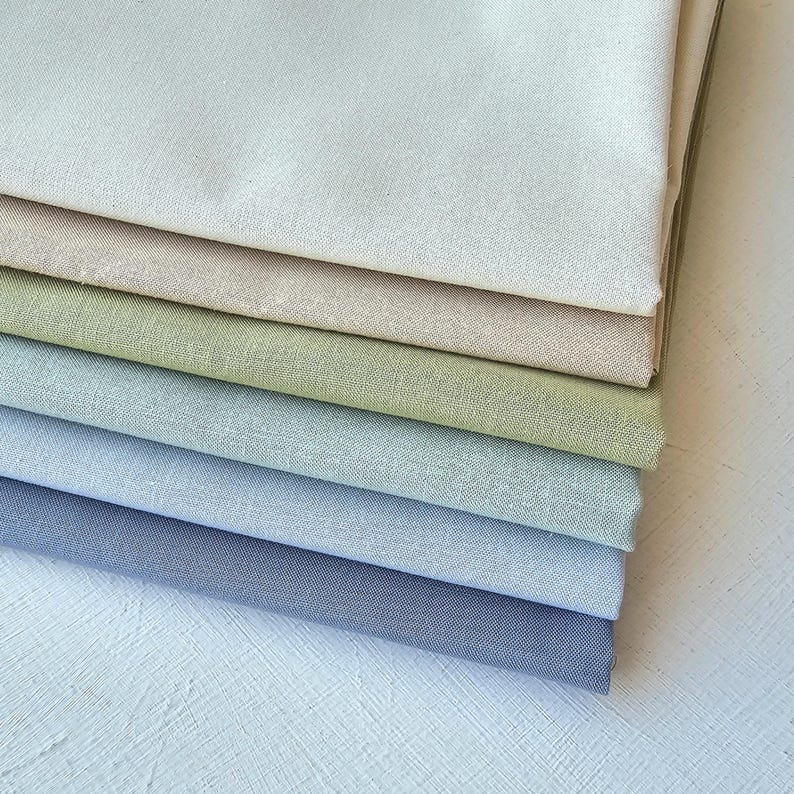 Neutral Fat Quarter Fabric Collection, Embroidery Cloth Pack, Kona ...