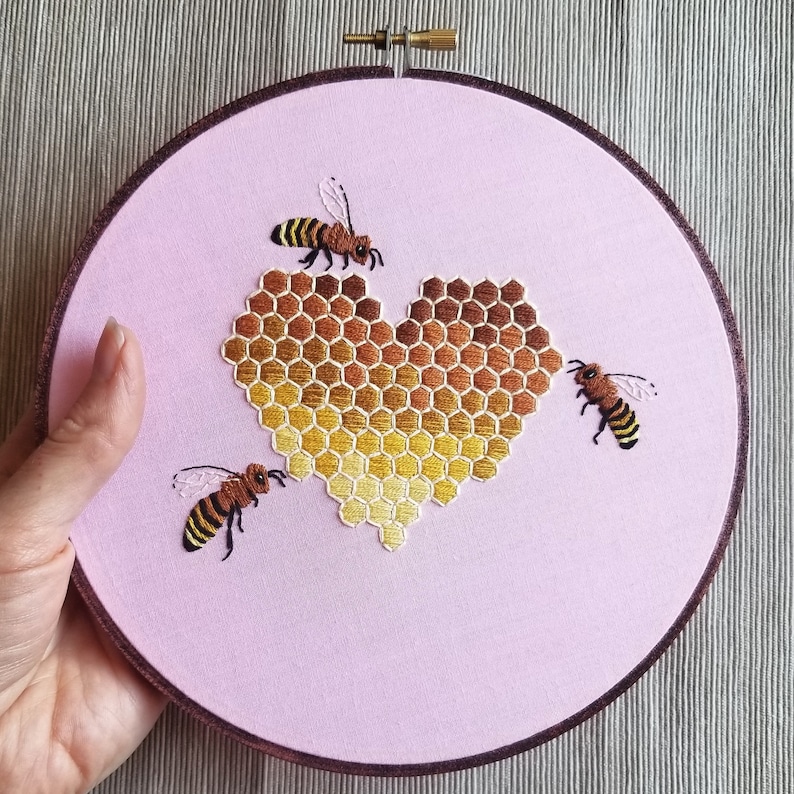 Honey Bee hand embroidery kit needlepoint design Etsy