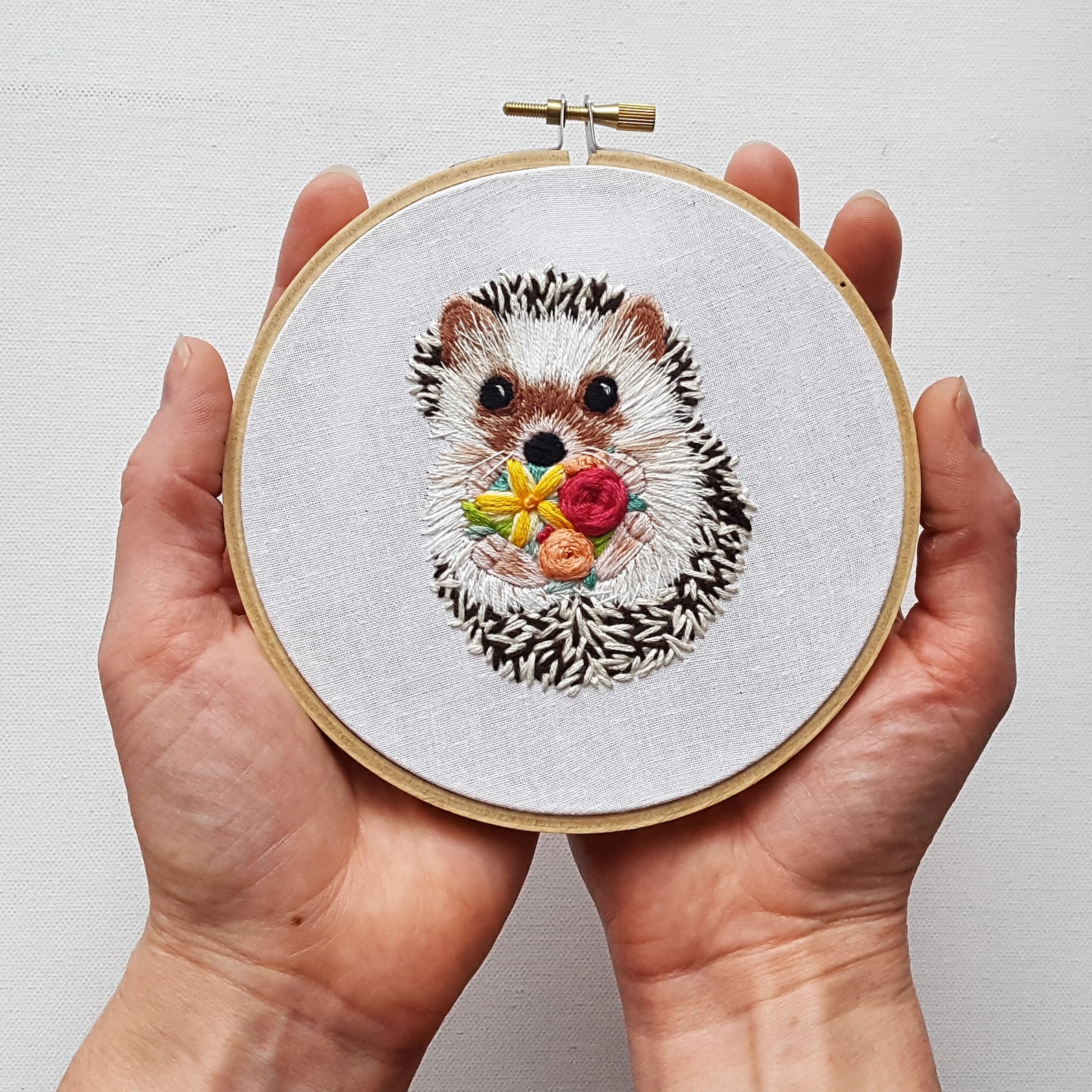 Hand Embroidery Kit Hedgehog floss preprinted fabric 6 Etsy