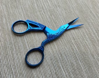 Small Blue Stork Embroidery Scissors for needlework, cross-stitch, embroidery, sewing kits, quilting and needlepoint