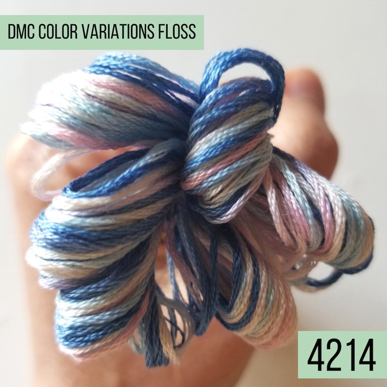DMC color variations cotton embroidery floss: 4210 through 4237. Single skein of cross stitch floss. Variegated six stranded thread. bild 5