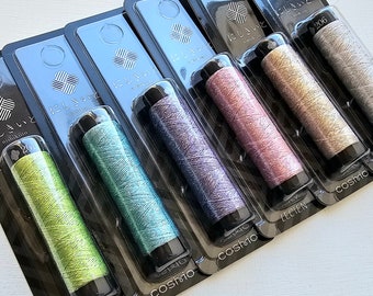 Pastel metallic thread collection for hand embroidery and cross stitch, Lecien Cosmo Shabon-dama Champagni, Rainbow pack of sparkly floss