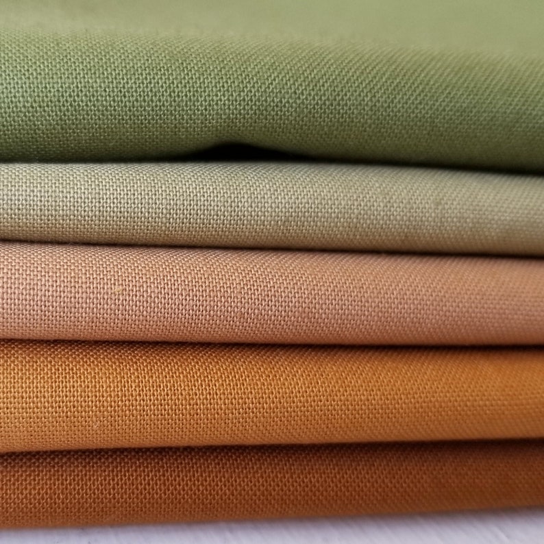 Earthy colors cloth for embroidery, Kona cotton quilting solids bundle, fall fat quarter fabric collection, basic hand embroidery supplies image 4