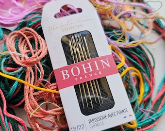 Chenille Hand Embroidery Needles variety pack from Bohin France, Needlepoint Crewel Needles for needlework, Chenille 18/22 pack