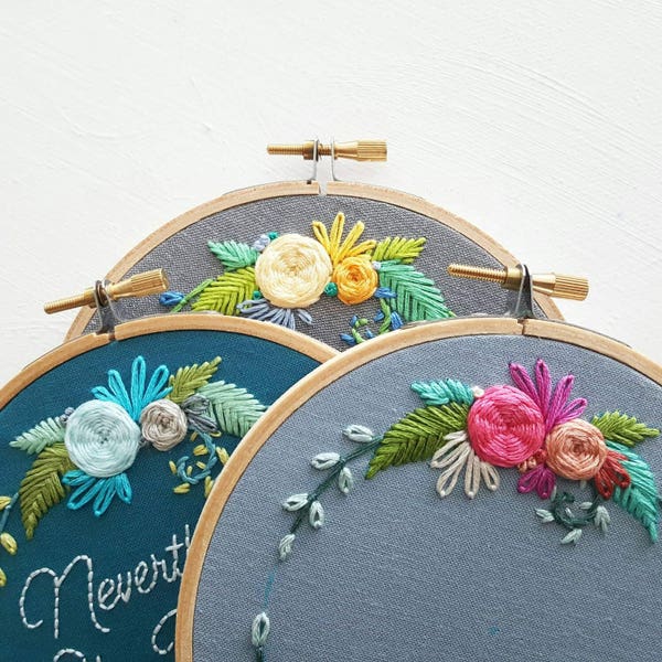Beginner floral embroidery pattern, modern hand embroidery pdf, easy needlework digital pattern, diy gift idea for mom, flower cross stitch