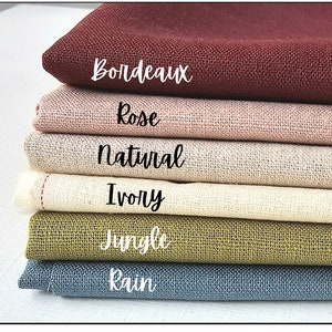 Linen fabric bundle for hand embroidery, beginner fabric starter set, Fat quarter pack of cloth for needlework