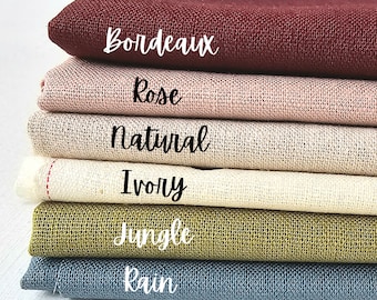 Linen fabric bundle for hand embroidery, beginner fabric starter set, Fat quarter pack of cloth for needlework