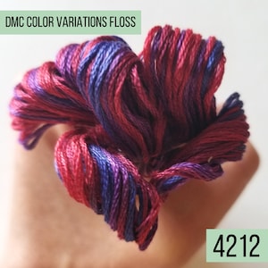DMC color variations cotton embroidery floss: 4210 through 4237. Single skein of cross stitch floss. Variegated six stranded thread. bild 4