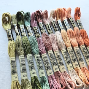Hand embroidery floss bundle, DMC six-stranded floss skeins, embroidery threads beginner set, cross stitch supplies, bundle of the month image 2