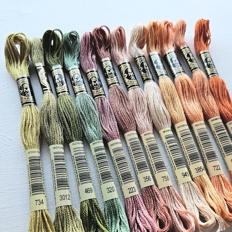 Hand embroidery floss bundle, DMC six-stranded floss skeins, embroidery threads beginner set, cross stitch supplies, bundle of the month image 2