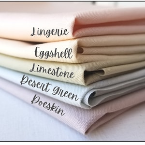 Embroidery cloth pack, fat quarter fabric collection, Kona cotton solids bundle, Pastel colors material for embroidery, embroidery supplies