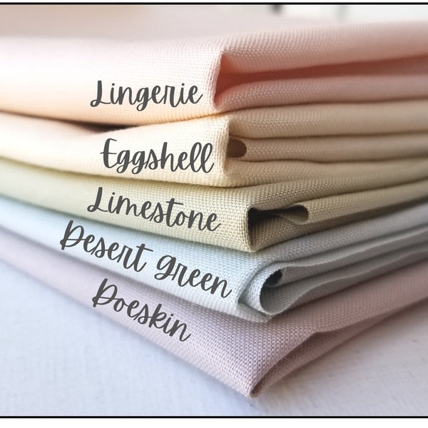 Embroidery cloth pack, fat quarter fabric collection, Kona cotton solids bundle, Pastel colors material for embroidery, embroidery supplies