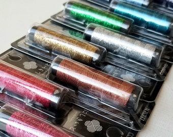 Bold rainbow metallic thread collection for hand embroidery and cross stitch, Lecien Cosmo Shabon-dama, pack of sparkly floss